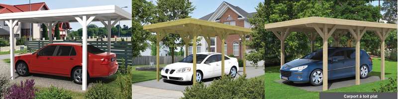 carport voiture double toit plat